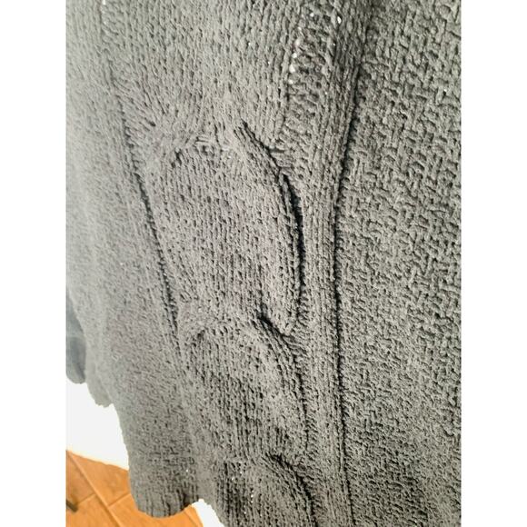 Seven 7 Sweater Medium Womens Black Pullover Long Sleeve Turtle Neck Cable Knit - Picture 3 of 12